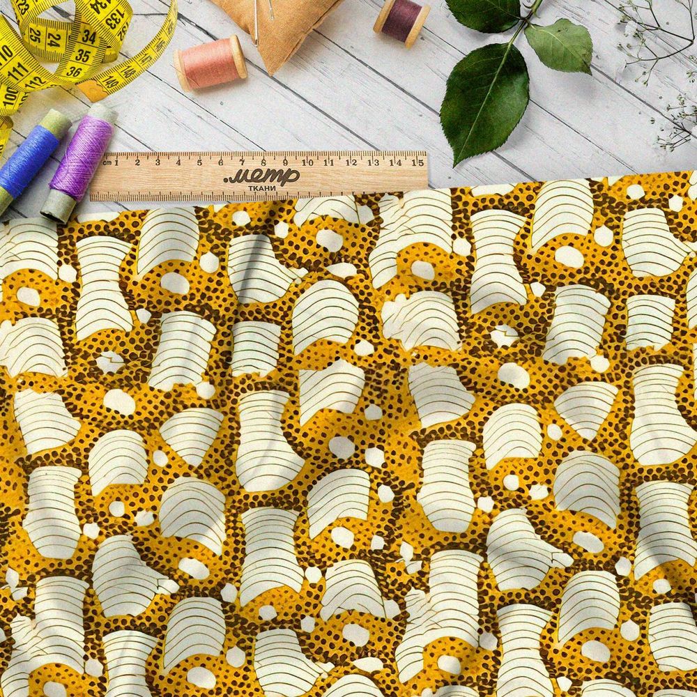 Ткань Ниагара Софт золотая абстракция