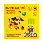 Картон цветной А5, 10л.10цв. немелованный, Каляка-Маляка, в папке