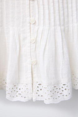 ZARA РУБАШКА С ВЫШИВКОЙ И СБОРКАМИ, ЖЕЛТОВАТО-БЕЛЫЙ