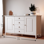 Комод, 148х43х79, Боцен, с ящиками, для одежды и игрушек, под телевизор, из массива дерева, белый, Dipriz