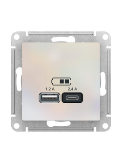 Розетка USB AtlasDesign тип A+C 5В/2.4А 2х5В/1.2А механизм жемчуж. SE ATN000439