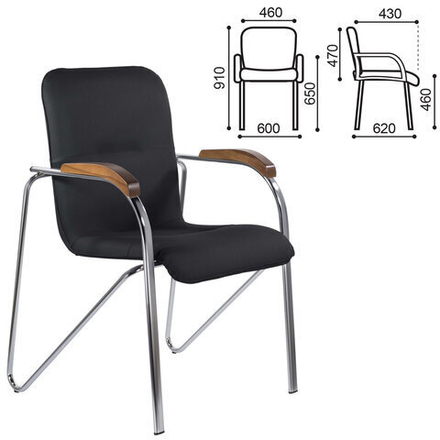 Кресло для приемных BRABIX "Samba CF-105 BOX-2", хром, орех , черный, разобрано, 532761