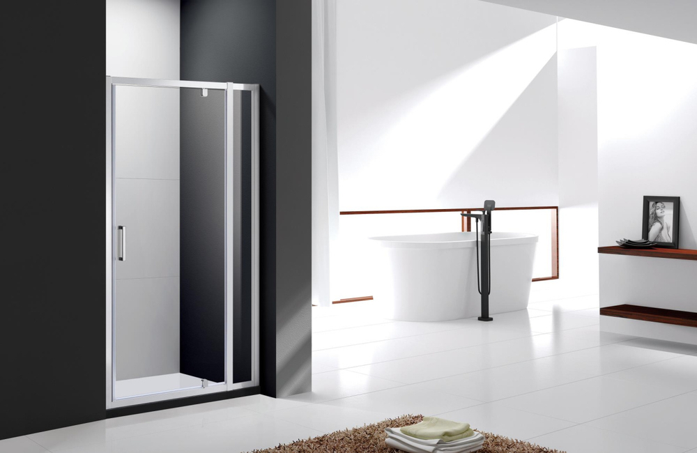 Дверь в проём Cezares MOLVENO-BA-12-80+50-C-Cr-IV, 130х195, профиль хром, стекло прозрачное