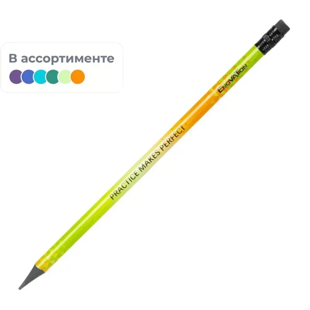 Карандаш чернографитный Deli Enovation HB пластиковый с ластиком в ассортим