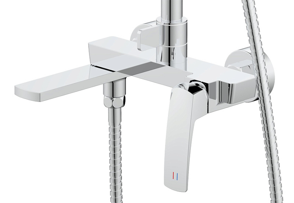 Душевая система Azario Conda с квадратным тропическим душем, керамический картридж, шланг 150 см, хром (AZ-K2411)