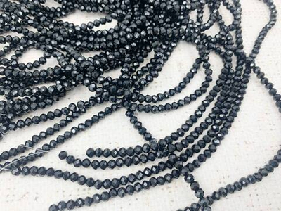 Бусины граненые Рондель, d 4 мм, 1 уп=10 нитей, 1 нить 45 см, чёрный