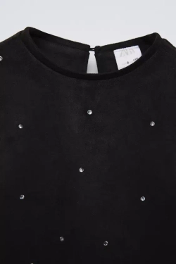 ZARA ПЛАТЬЕ ИЗ ИСКУССТВЕННОЙ ЗАМШИ, ЧЕРНЫЙ