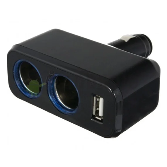 Разветвитель на 2 прикуривателя и 1 USB Neoline SL-210