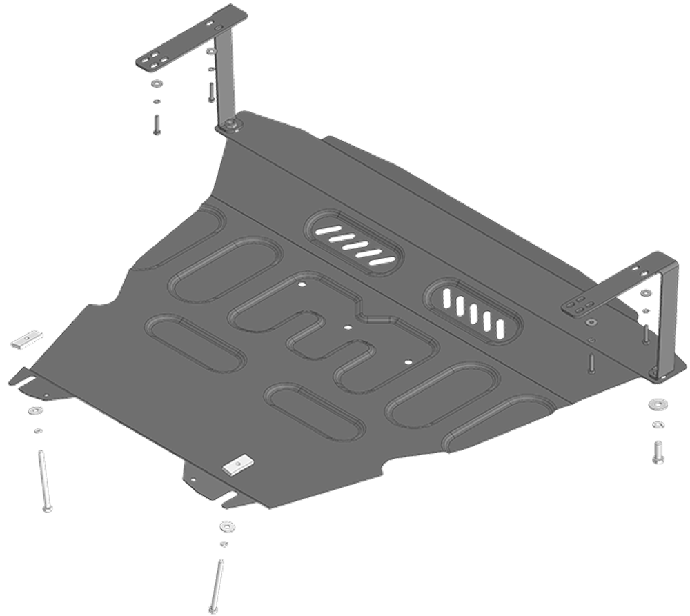 Защита картера двигателя, КПП, 2 мм, Сталь. для KIA Picanto 2004-2011, Motodor.71006