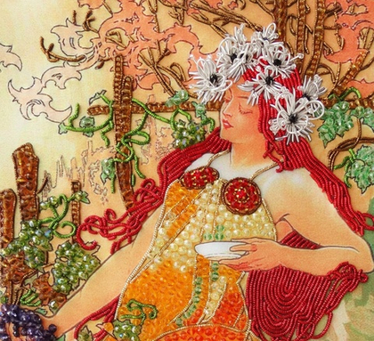 С-7г Набор для вышивания хрустальными камнями "Осень" Альфонса Мухи