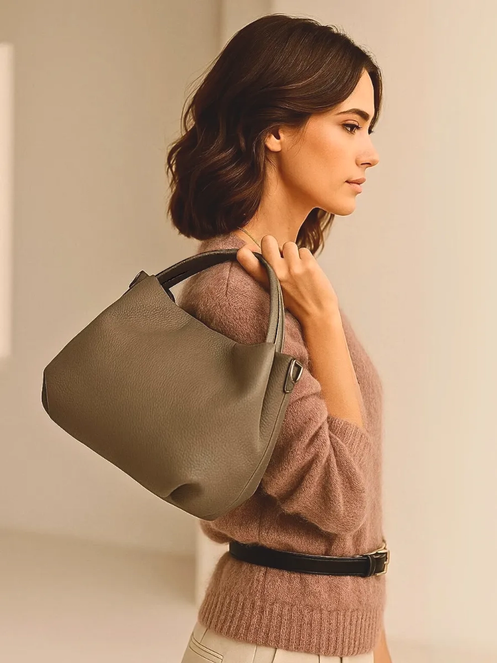 сумка через плечо классическая натуральная кожа