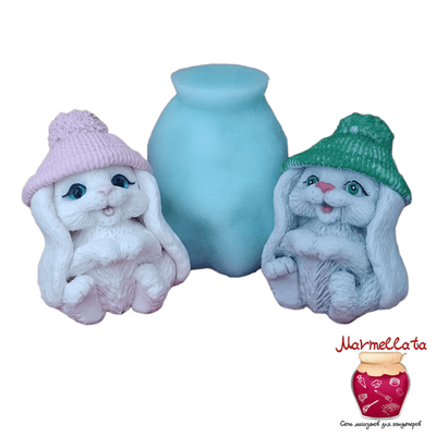 Силиконовая форма 3D "Милый зайка в шапочке"