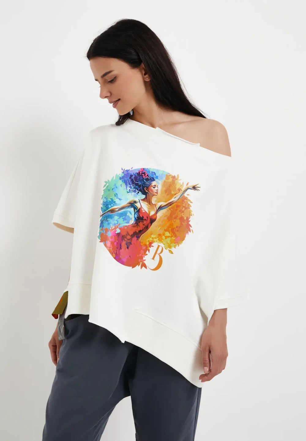 Футболка Летучая мышь принт белый