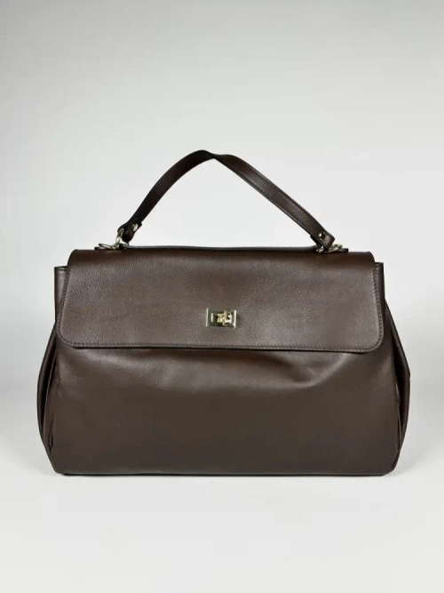 Женская сумка из натуральной кожи ягненка коричневого цвета