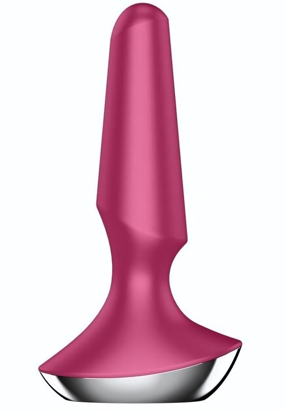 Малиновая анальная пробка с вибрацией Satisfyer Plug-ilicious 2 - 14 см. (Цвет: малиновый)