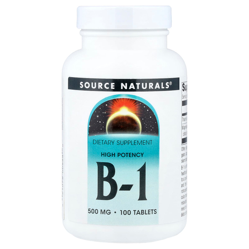 Source Naturals, витамин B1, высокоэффективный, 500 мг, 100 таблеток