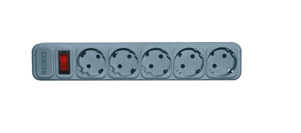 Сетевой фильтр Centek СТ-8900-5-3,0 Gray (серый) 5 розеток, 3 м, ДВОЙНАЯ ЗАЩИТА, макс до 2200 Вт