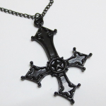 Кулон "Крест перевернутый" (54х40мм) чёрный на цепочке 50см. Бижутерия. Неформальное украшение.