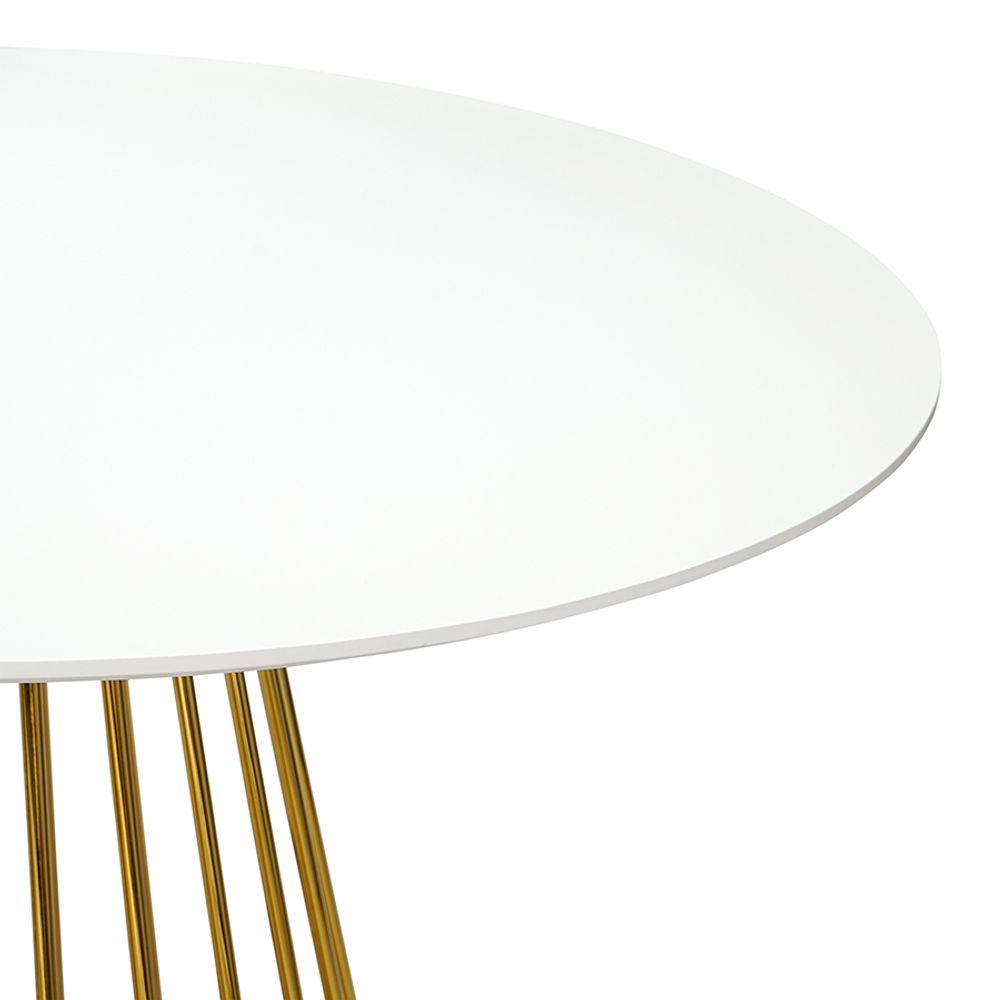 Стол обеденный Tyra, Ø110 см, белый/золотой