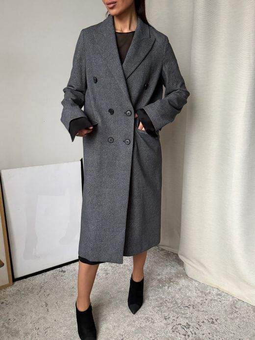 Пальто хлопковое в клетку Circolo, XS