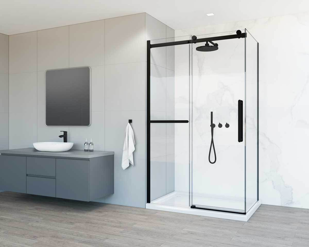 Душевой уголок Como Soft VSR-1CS1013CLB, 1300*1000, черный, стекло прозрачное