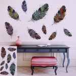 Наклейки интерьерные 32*65см «Перья» C-1006