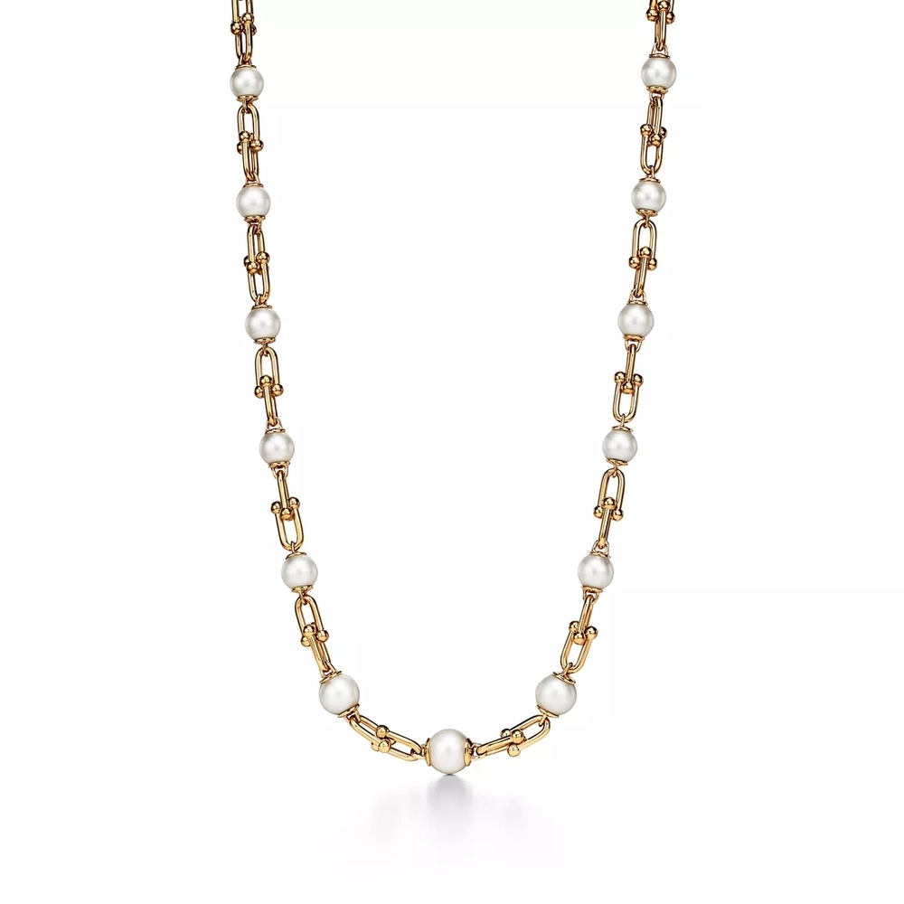 Колье из жёлтого золота с жемчугом, Tiffany ⚜️Hard Wear Pearl
