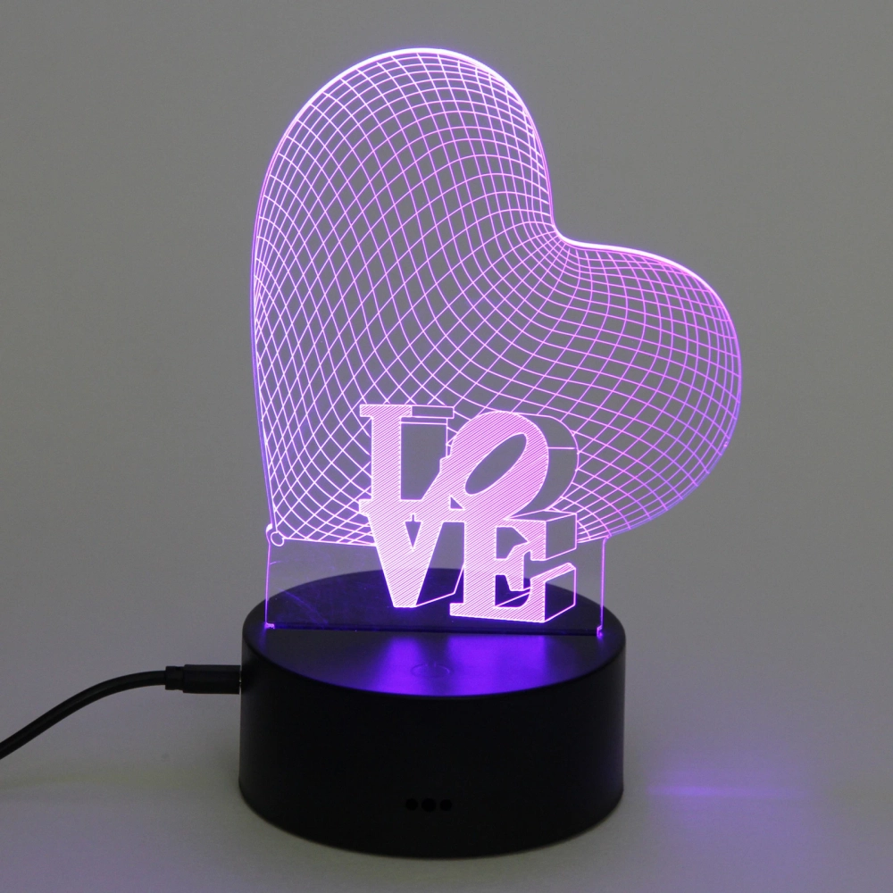 Светильник ночник «3D-LOVE» на пластиковой подставке, с включателем USB