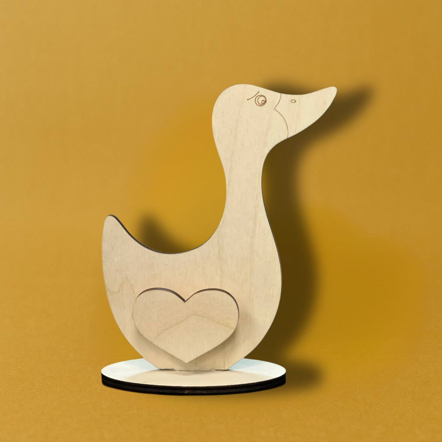 Утенок с кармашком-сердечком, 15,5*12,5см фанера