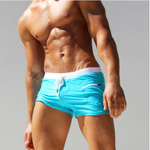 Голубые мужские плавки-хипсы с контрастным поясом (Размер: 5X) (Цвет: голубой)