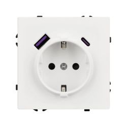 Механизм розетки с USB зарядкой SCT-NOBE-MUAC-SFPL-WH (230V, 16A) (Arlight, Белый кварц) 054284