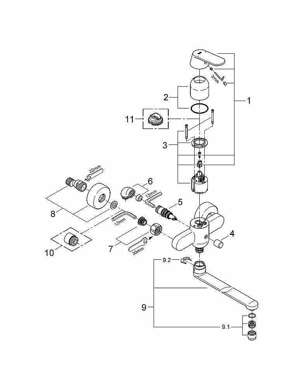 Смеситель для ванны Grohe Eurosmart Cosmopolitan 32847000 хром