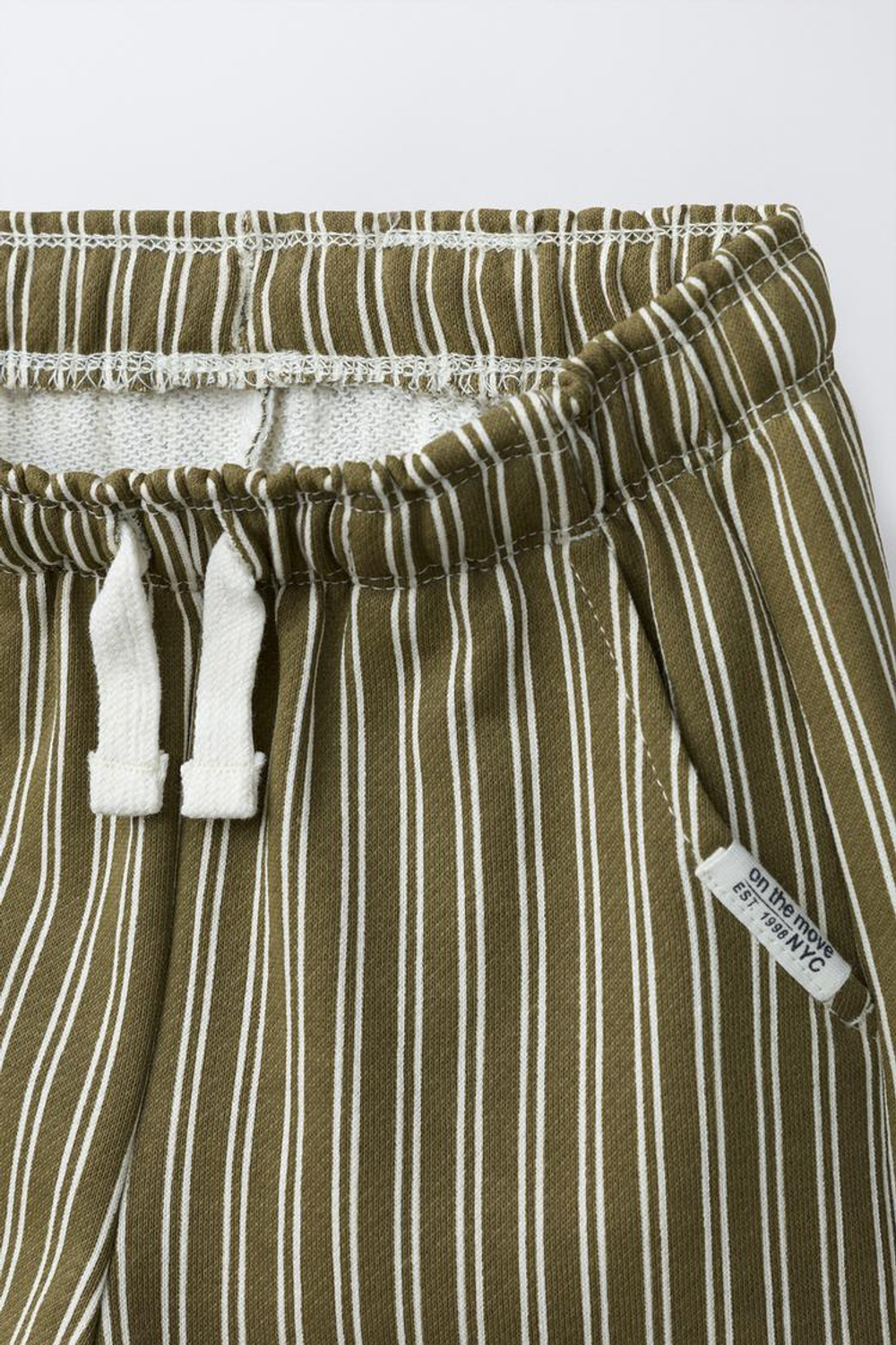 ZARA БРЮКИ ИЗ МЯГКОЙ ТКАНИ В ПОЛОСКУ, ЗЕЛЕНЫЙ