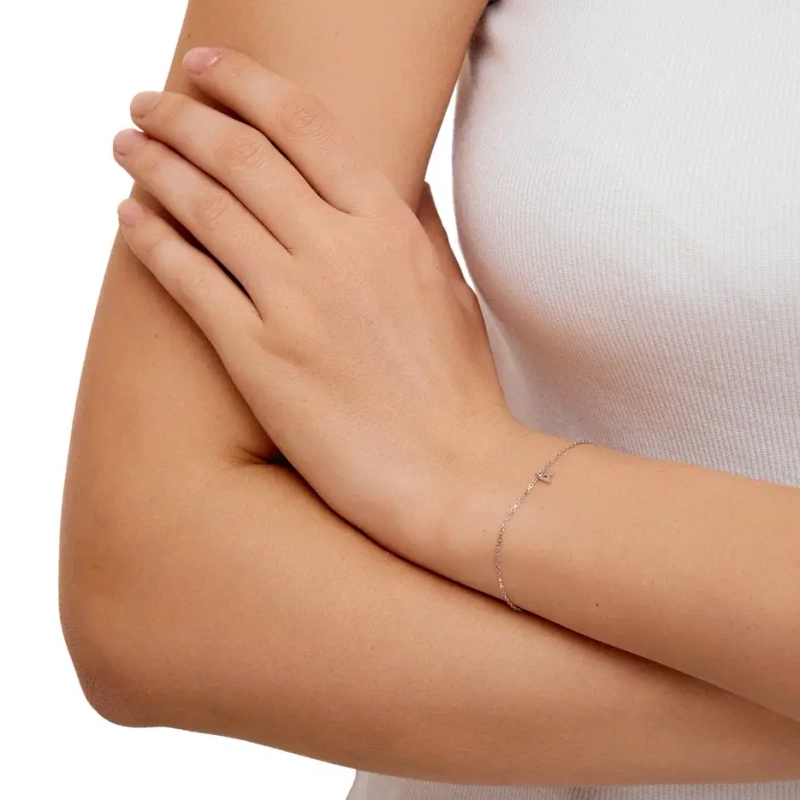 Вечный браслет Персонализация с Буквой – Белое золото