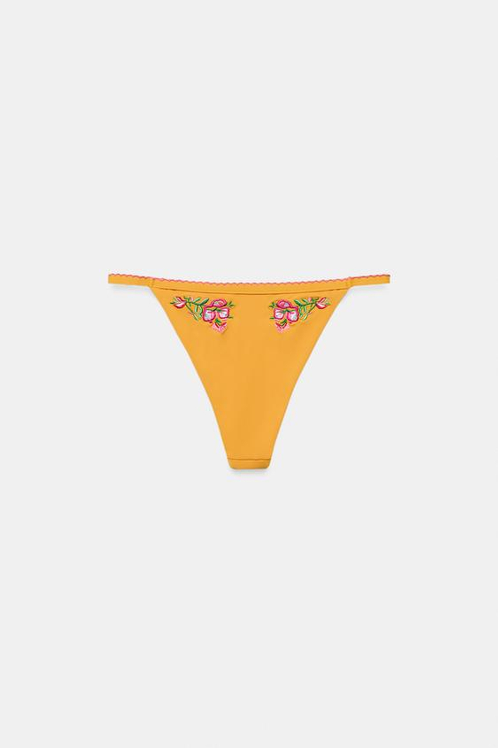 ZARA КОНТРАСТНЫЕ ПЛАВКИ-БИКИНИ С ВЫШИВКОЙ, ЖЕЛТЫЙ