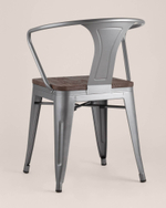 Стул TOLIX ARM WOOD с подлокотниками серебристый