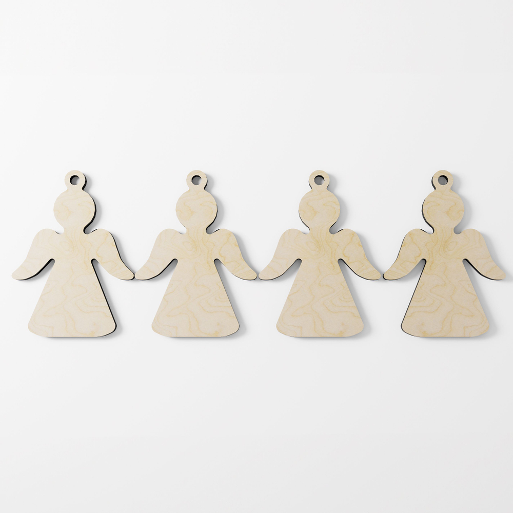 Набор елочных игрушек, в форме ангела, деревянные, 4 шт., Dipriz