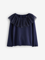 Лонгслив с воротником для девочки Next B44-993, Темно-синий