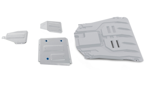 Защита картера, КПП, топливного бака, адсорбера и редуктора Rival для Kia Seltos (V - 1.6; 2.0) 4WD 2020-н.в., штампованная, алюминий 3 мм, с крепежом, 4 части, K333.2848.1