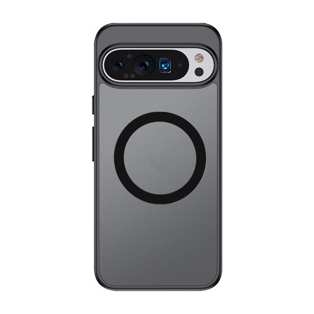 Чехол с Magsafe Google Pixel 9 Pro XL прозрачный матовый с черным бортом WLONS