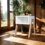 Тумба прикроватная 44х48х55, Мунк, в спальню и прихожую, с ножками из дуба, без ящика, белая, Dipriz