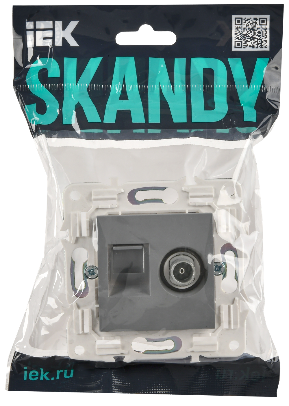 SKANDY Розетка двойная TV+RJ45 кат.5E SK-A14Gr серый IEK