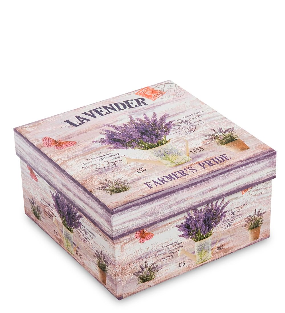 WG-103/3-D Коробка подарочная «Квадрат» цв.беж./фиолет.