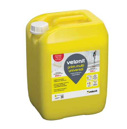 Грунтовка укрепляющая универсальная Vetonit Prim Multi для наружных и внутренних работ (10 л)