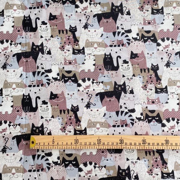 ЧЕШИРСКИЕ КОТЫ, остаток 1,1 м 100% хлопок, Handmade Fabrics 3