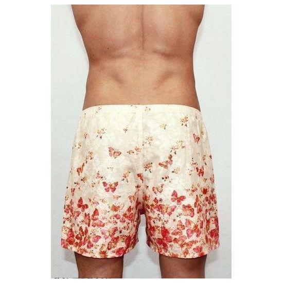 Мужские трусы-шорты бежевые с оранжевыми бабочками Romeo Rossi Shorts RR00301