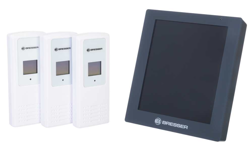 Гигрометр Bresser ClimaTemp Hygro Quadro с тремя датчиками, серый
