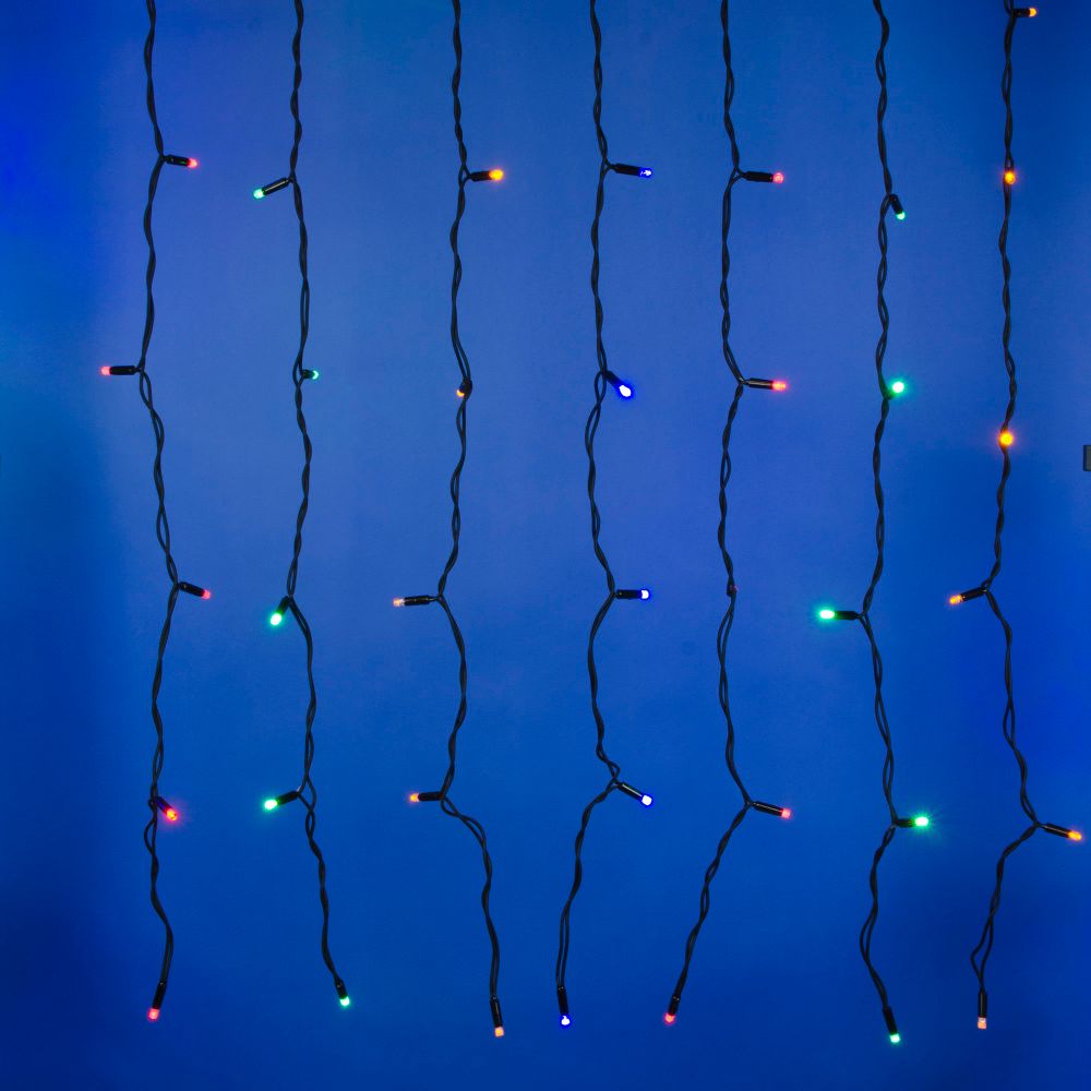 ULD-C2030-240-TBK MULTI IP67 Занавес светодиодный с эффектом мерцания. 3х2м. Соединяемый. 240 светодиодов. Разноцветный свет. Провод черный. TM Uniel.