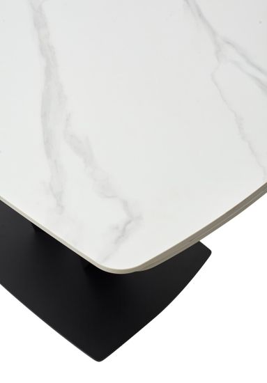 Стол ALATRI 120 MATT WHITE MARBLE SOLID CERAMIC / BLACK