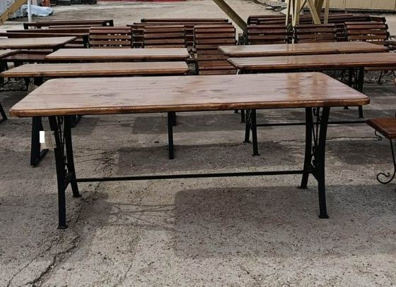 Стол кованый прямой длина 2м х 0,95 ОВАЛ